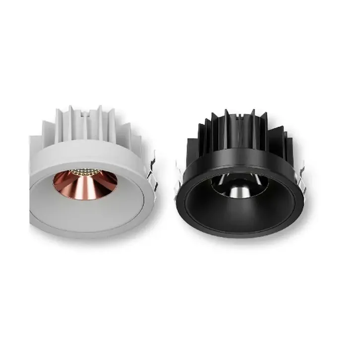 BOSCA V.3 downlights in white and black with rose-gold reflectors