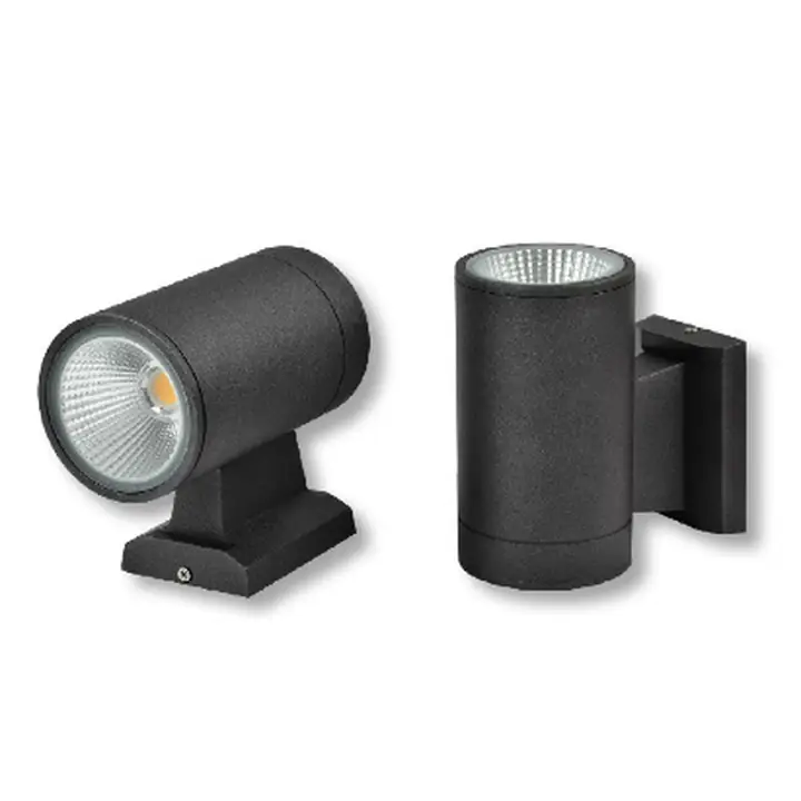 Ciara cylinder wall lights in dark grey, one tilting and one two-way