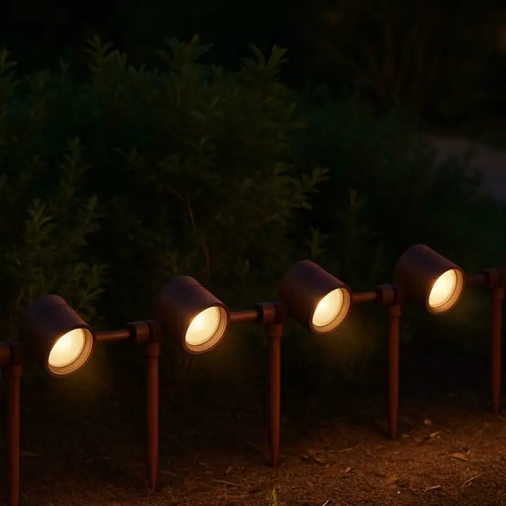 Row of Copa spike lights against a sunset sky