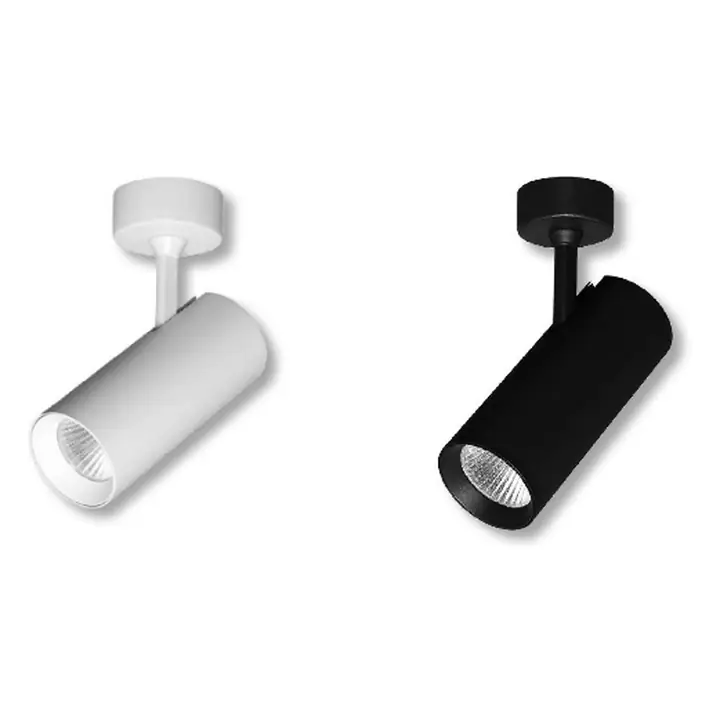 Echo surface spotlights in white and black on stem mounts