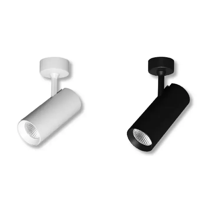 Echo surface spotlights in white and black on stem mounts
