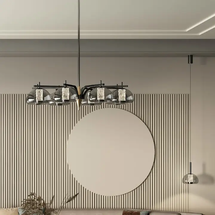 Fovero pendant with a glass dome above a large mirror