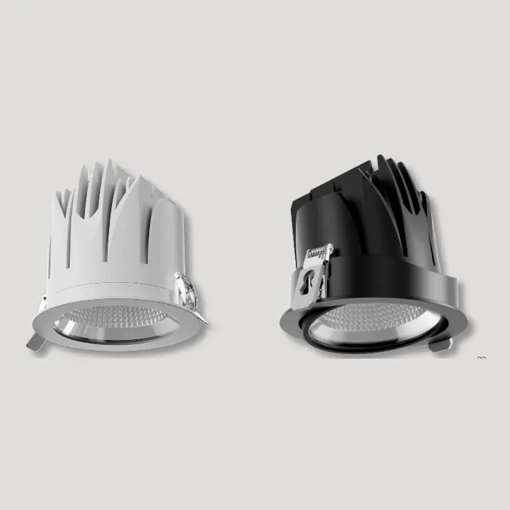 Graze recessed downlights in white and black with tilting gimbals