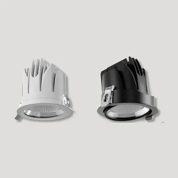 Graze recessed downlights in white and black with tilting gimbals