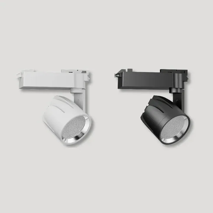 Graze track spotlights in white and black on track adaptors