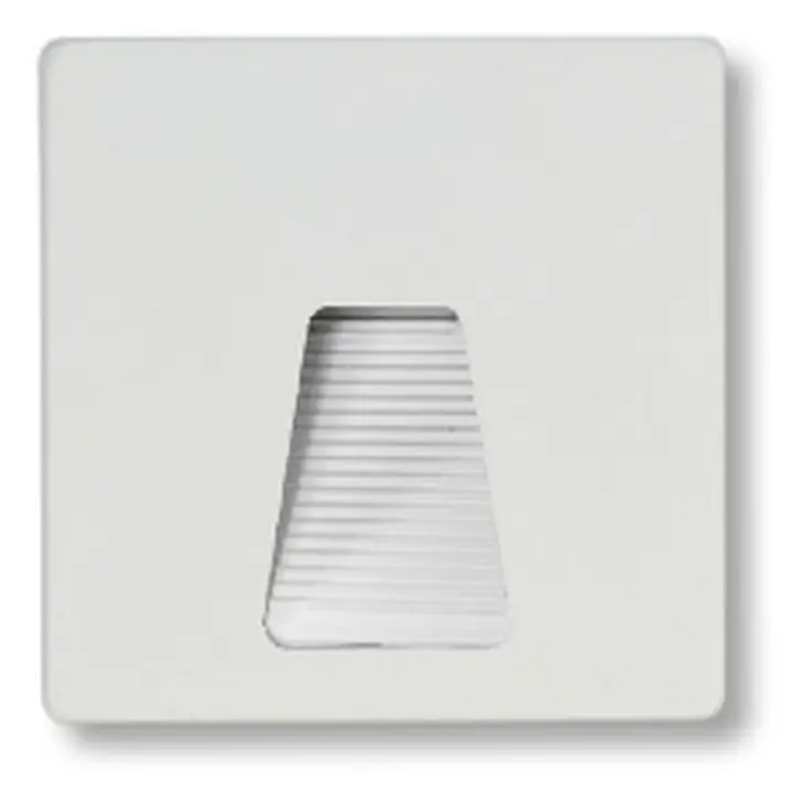Magneto recessed step light with a tapered aperture in sand white