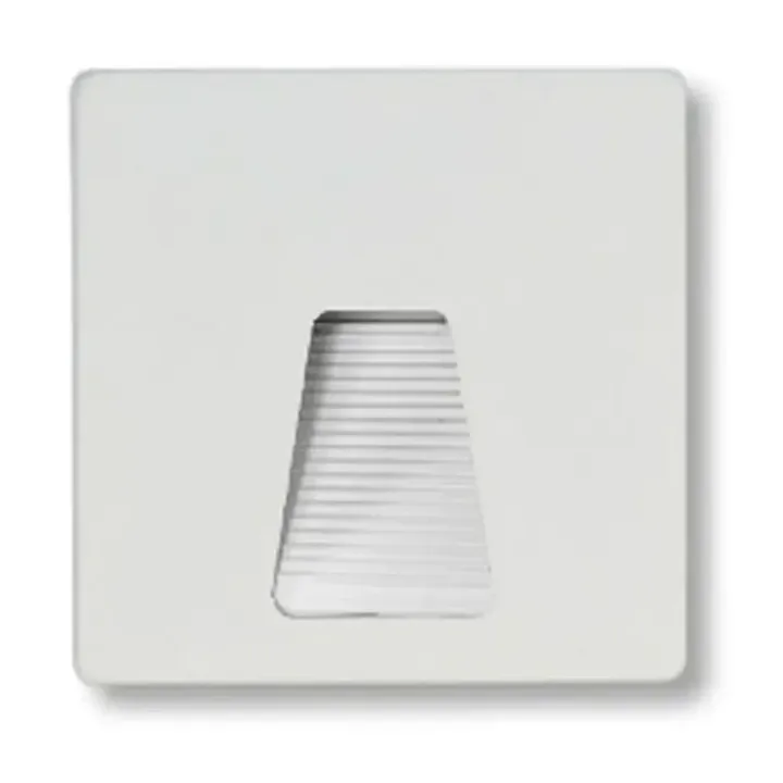 Magneto recessed step light with a tapered aperture in sand white
