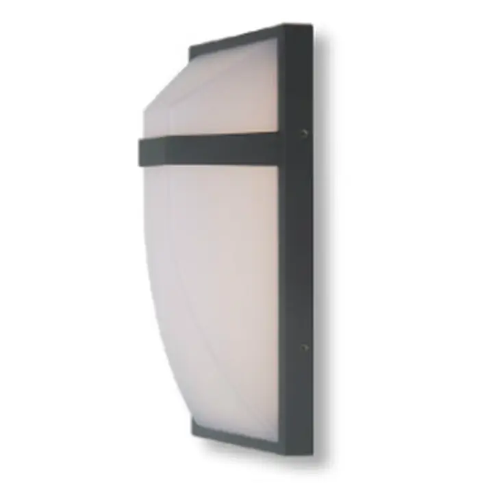 Marcel bulkhead wall light with a curved opal diffuser