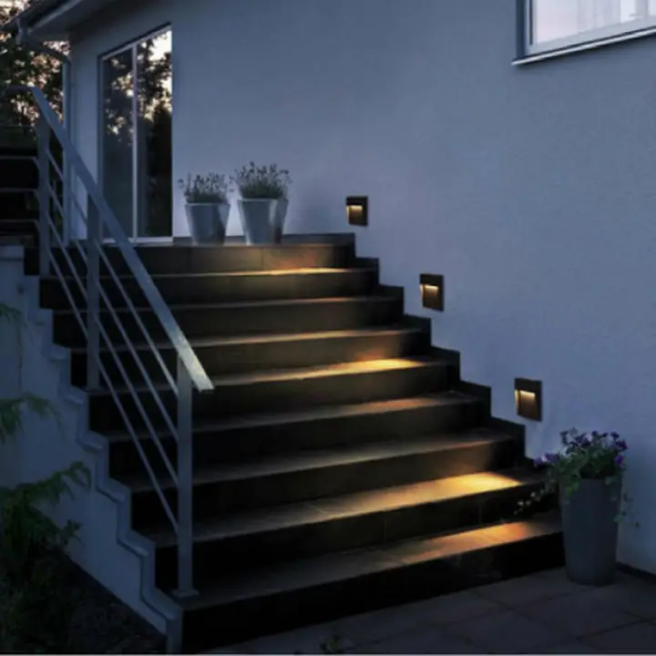 Moba step lights washing a flight of outdoor stairs