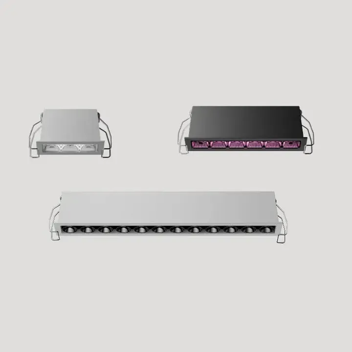 Palo recessed linear grilles in white and black at three lengths