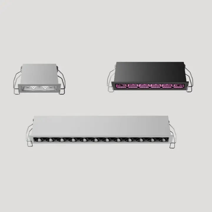 Palo recessed linear grilles in white and black at three lengths