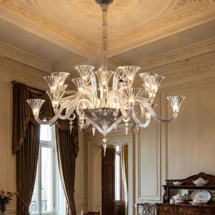 Plomo crystal chandelier in a classical interior