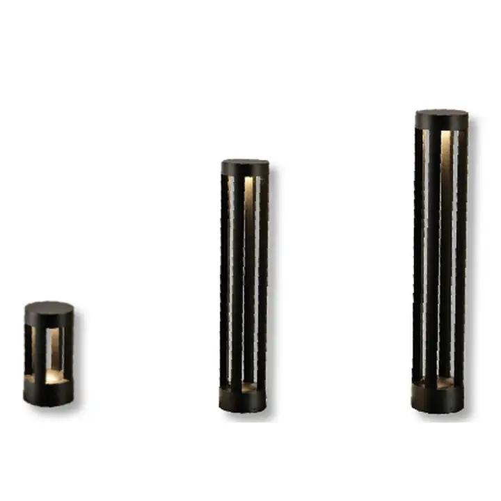 Sand bollards in round dark grey at three heights