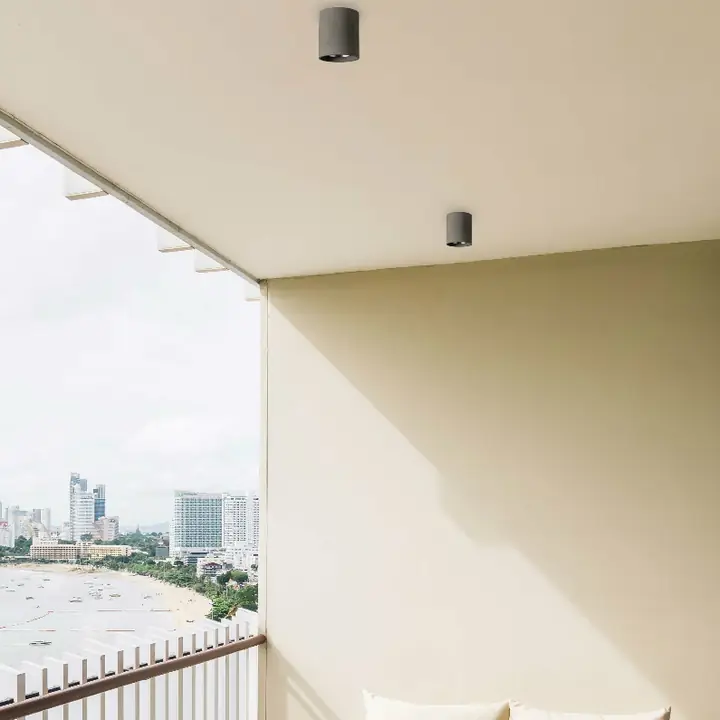 Skyro concrete surface lights on a balcony soffit