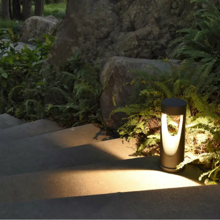 Tromso bollard lighting stone steps beside ferns