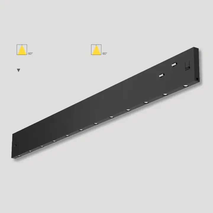 Velin linear track module in black at two lengths