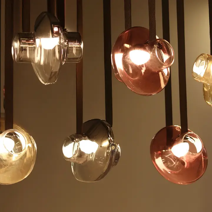 Viepo pendants with amber and copper glass shades